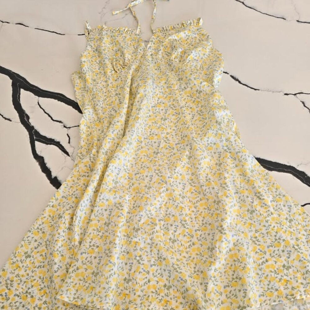 Cider Womens Size Large Sundress Yellow Side Zip Adjustable Straps NWT